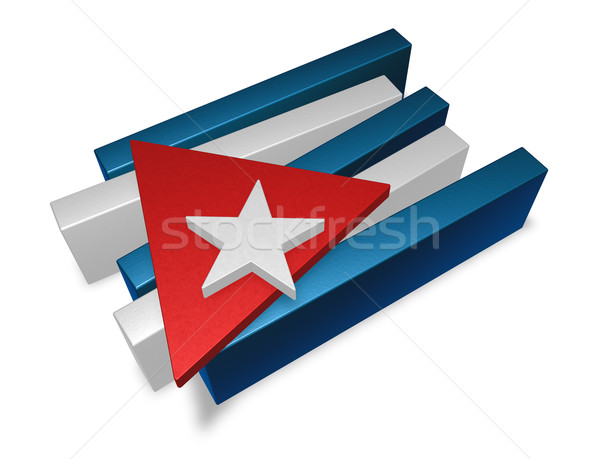 Küba bayrak 3D parçalar mavi star Stok fotoğraf © drizzd