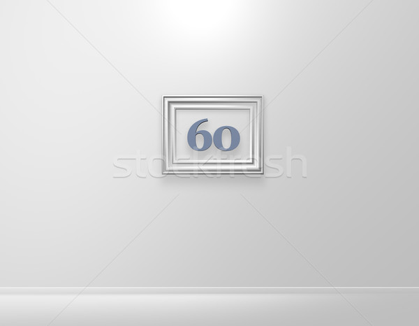 Zestig fotolijstje aantal witte muur 3d illustration Stockfoto © drizzd