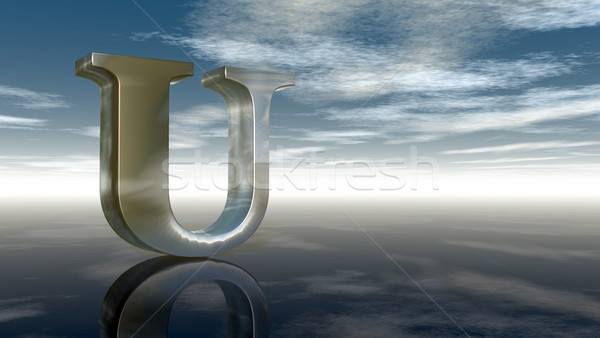 metal uppercase letter u under cloudy sky - 3d rendering Stock photo © drizzd