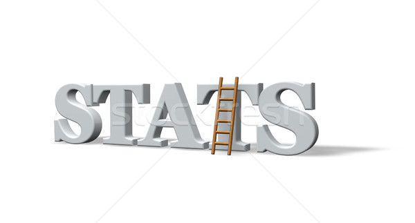 Statisztika szó létra fehér 3d illusztráció levél Stock fotó © drizzd