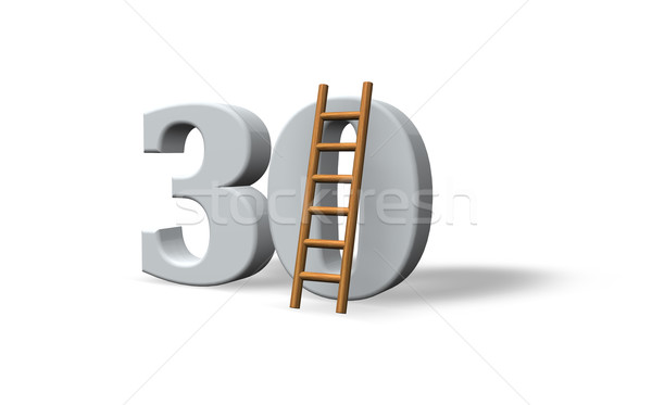 Dreißig Zahl 30 Leiter weiß 3D-Darstellung Stock foto © drizzd