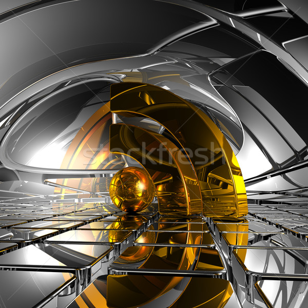 Rss Symbol abstrakten Raum 3D-Darstellung Computer Stock foto © drizzd