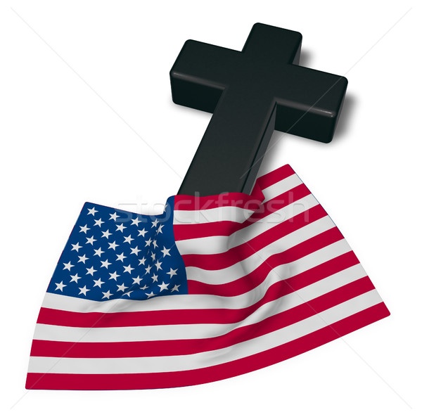 Сток-фото: христианской · крест · флаг · США · 3D