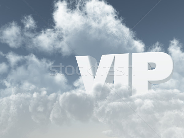 Stockfoto: Vip · brieven · bewolkt · hemel · 3d · illustration