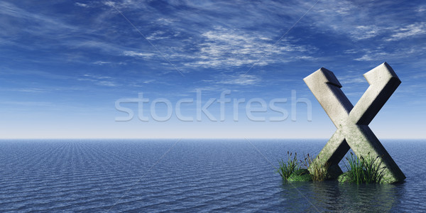 Viking stâncă ocean ilustrare 3d nori religios Imagine de stoc © drizzd