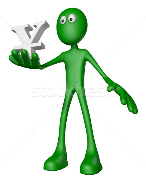 Yen símbolo verde cara ilustração 3d dinheiro Foto stock © drizzd