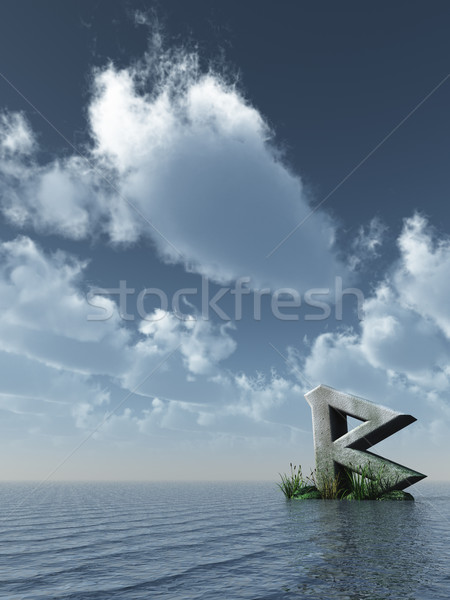 Viking rocha oceano ilustração 3d nuvens religioso Foto stock © drizzd