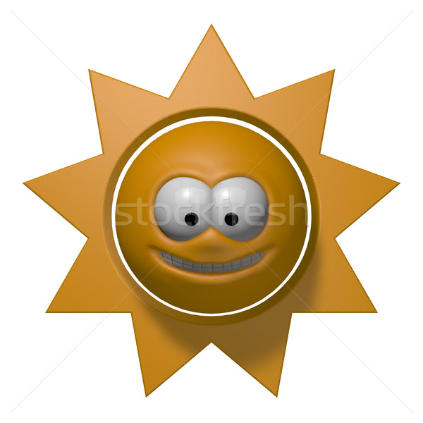 Grinsen Sonne glücklich Karikatur 3D-Darstellung Gesicht Stock foto © drizzd