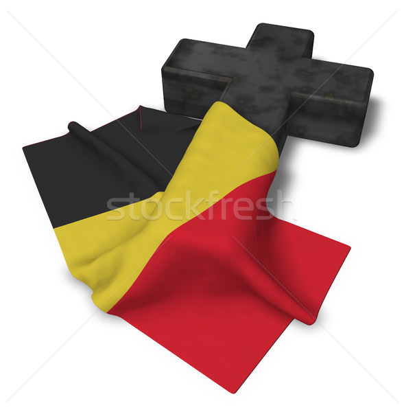 Keresztény kereszt zászló Belgium 3D renderelt kép Stock fotó © drizzd