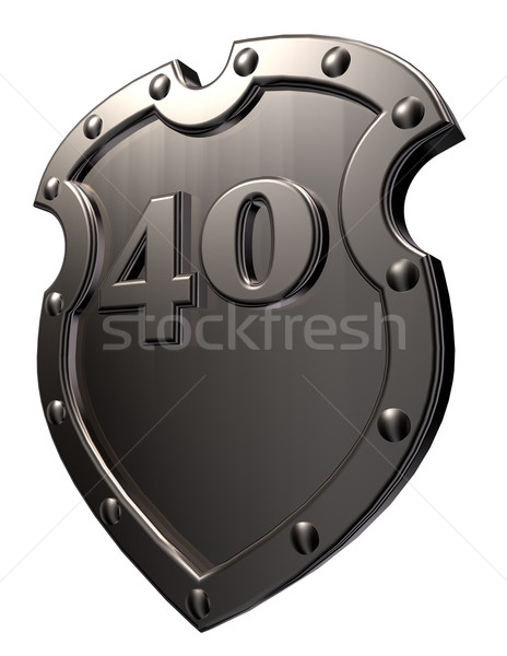 Foto stock: Número · metal · escudo · quarenta · 40 · branco