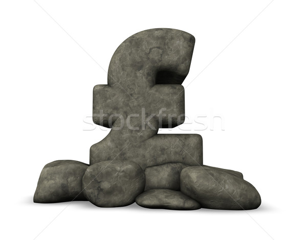 Foto stock: Piedra · libra · símbolo · blanco · 3d · financiar