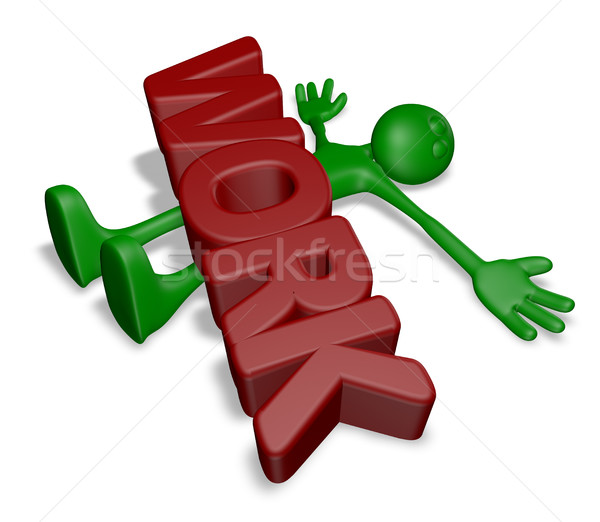 cartoon guy under the word work - 3d rendering Stock photo © drizzd