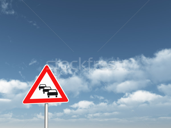 Trafic blocat indicator rutier noros Blue Sky ilustrare 3d cer Imagine de stoc © drizzd