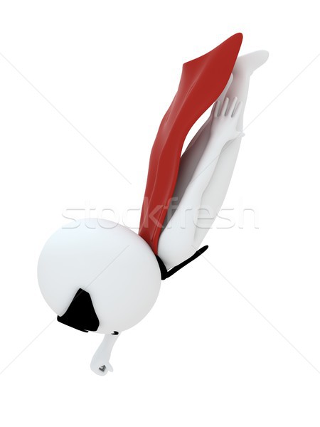 3d super stylish hero with red cape and wearing mask Stock photo © DTKUTOO