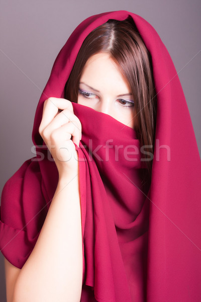 Arabisch Frau Schleier Porträt Augen Lippen Stock foto © dukibu