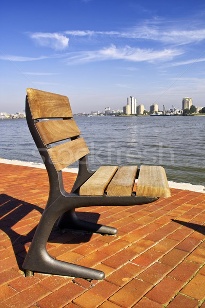 Stok fotoğraf: Koltuk · nehir · banka · rotterdam · Hollanda · gökyüzü