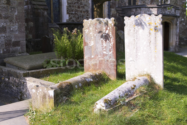 Sereno paese cimitero chiesa erba luce Foto d'archivio © duoduo