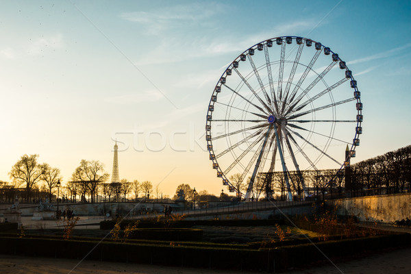 The ferris wheel and the Eiffel Tower in Paris Stock photo © dutourdumonde