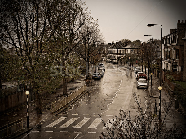 Stock fotó: Lakóövezeti · utca · London · ősz · Anglia · égbolt