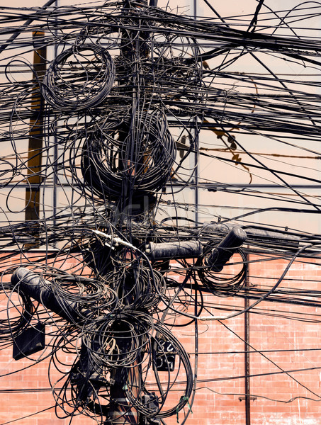 Electric wires on a post Stock photo © dutourdumonde