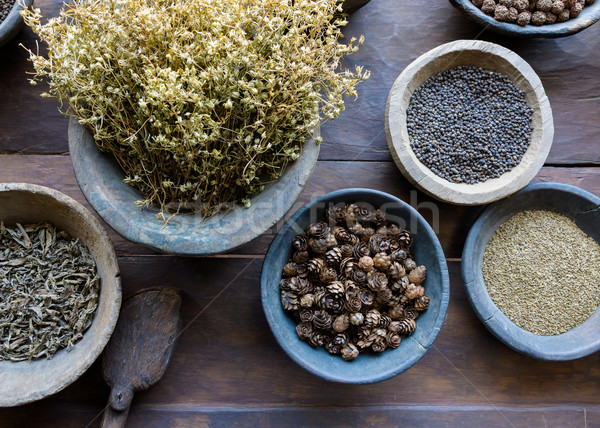 Herbs and spices in bowls Stock photo © dutourdumonde