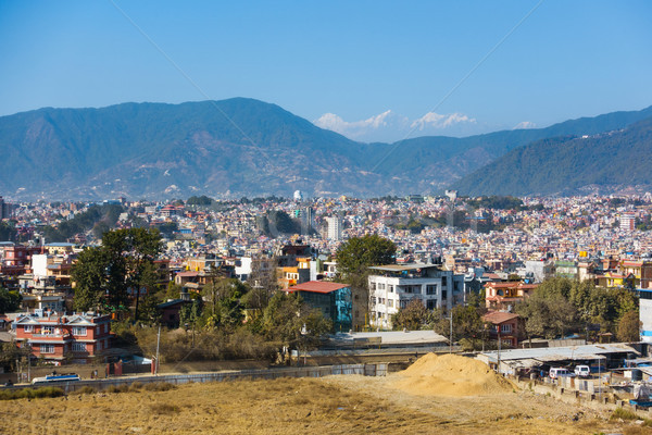 Oraş Nepal punct dealuri munţi stradă Imagine de stoc © dutourdumonde