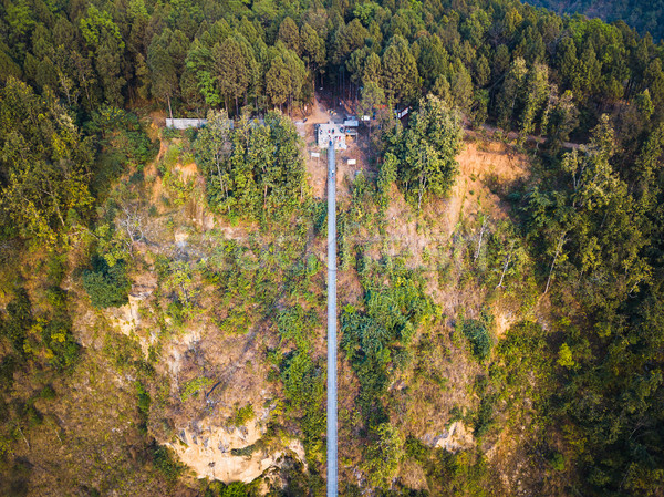 Drone view of suspension bridge in Nepal Stock photo © dutourdumonde