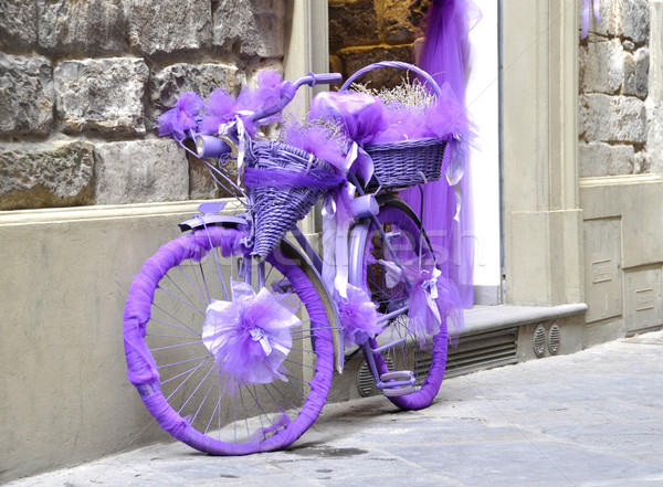 A bicycle wrapped in purple fabric Stock photo © dutourdumonde