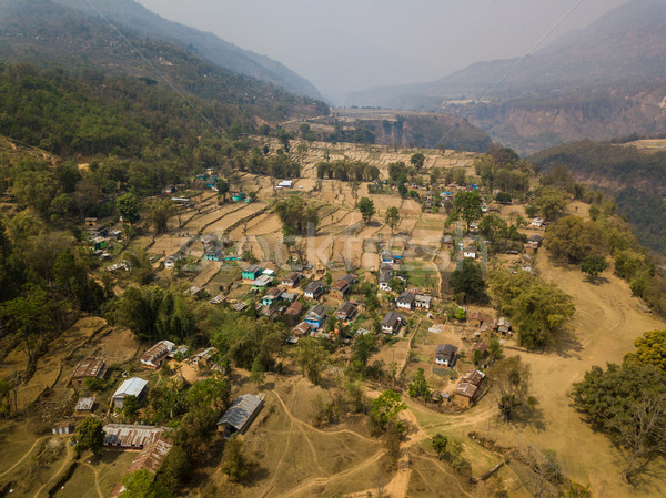 Widok z lotu ptaka w. Nepal domu górskich podróży Zdjęcia stock © dutourdumonde