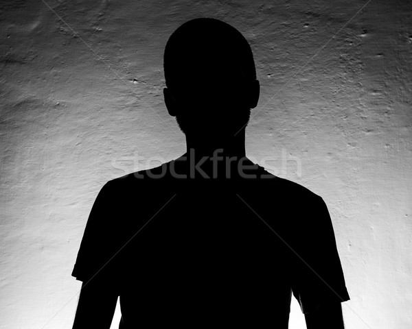 Silhouette Porträt Mann junger Mann Wand Textur Stock foto © dutourdumonde