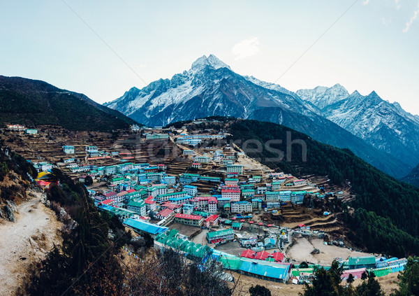 Bazar Nepal montagna quartiere costruzione natura Foto d'archivio © dutourdumonde