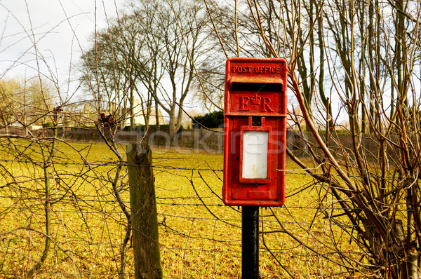 Stock foto: Britisch · Briefkasten · Landschaft · Winter · Schreiben · rot