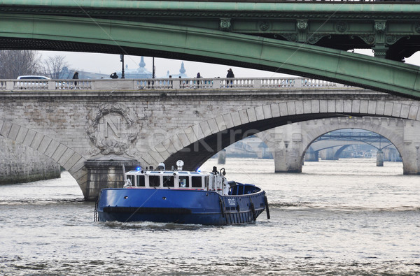 Police boat on the river Seine, Paris Stock photo © dutourdumonde