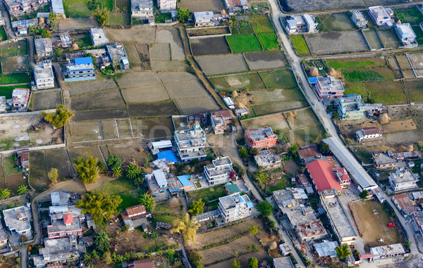 Luchtfoto Nepal stad veld reizen gebouwen Stockfoto © dutourdumonde