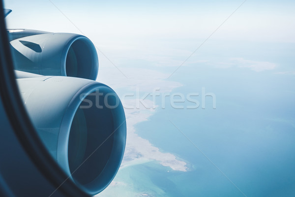Jet kust landschap vliegtuig vlucht zee Stockfoto © dutourdumonde