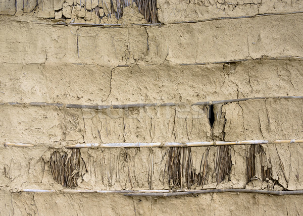 Schlamm Bambus Stroh Wand Textur Nepal Stock foto © dutourdumonde