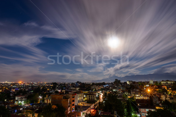 Luna llena noche Nepal la exposición a largo nubes Foto stock © dutourdumonde