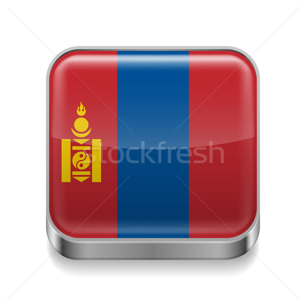Metal icono Mongolia cuadrados bandera colores Foto stock © dvarg