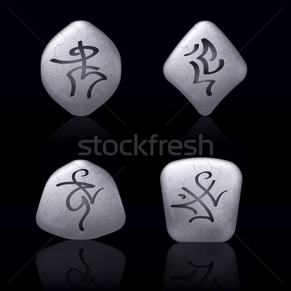 Kövek varázslatos szett szám öt fekete Stock fotó © dvarg