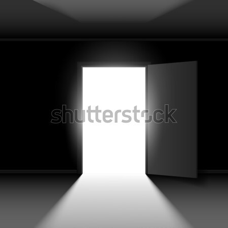 Dobrar abrir a porta ilustração preto parede projeto Foto stock © dvarg