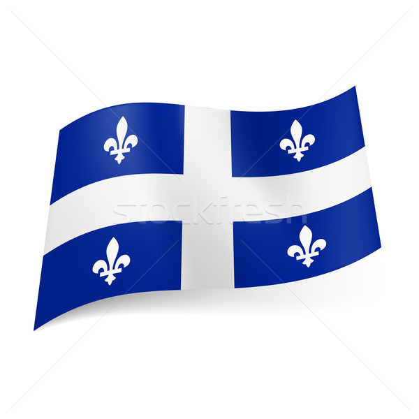 Banderą Quebec Kanada centralny biały krzyż Zdjęcia stock © dvarg