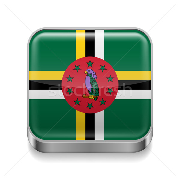 Metal ícone Dominica praça bandeira cores Foto stock © dvarg
