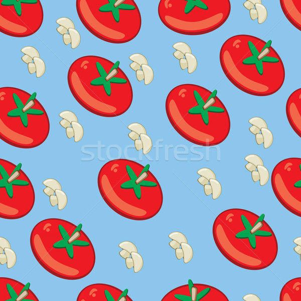 Stockfoto: Naadloos · textuur · tomaten · champignons · illustratie · ontwerper