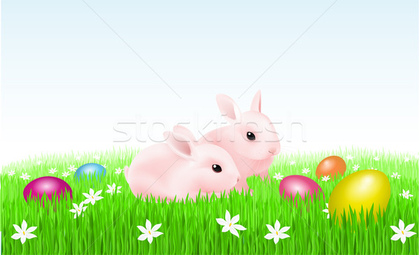 Rabbits and Easter Eggs Stock photo © dvarg