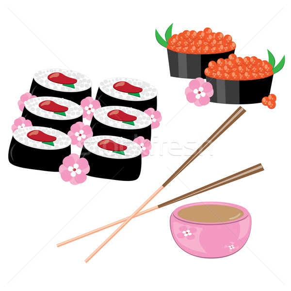 Japanisch Rollen Essstäbchen weiß Business Essen Stock foto © dvarg