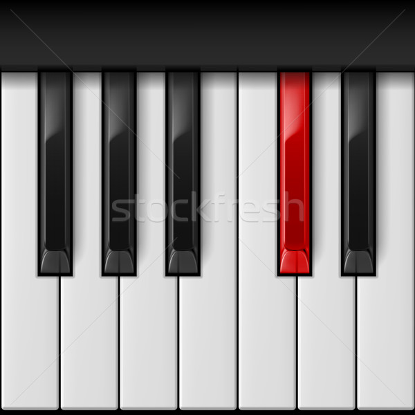 Zongora billentyűk valósághű piros egy billentyűzet művészet Stock fotó © dvarg