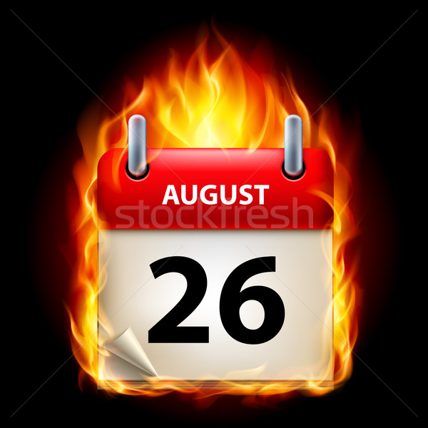 Palenie kalendarza sierpień ikona czarny papieru Zdjęcia stock © dvarg