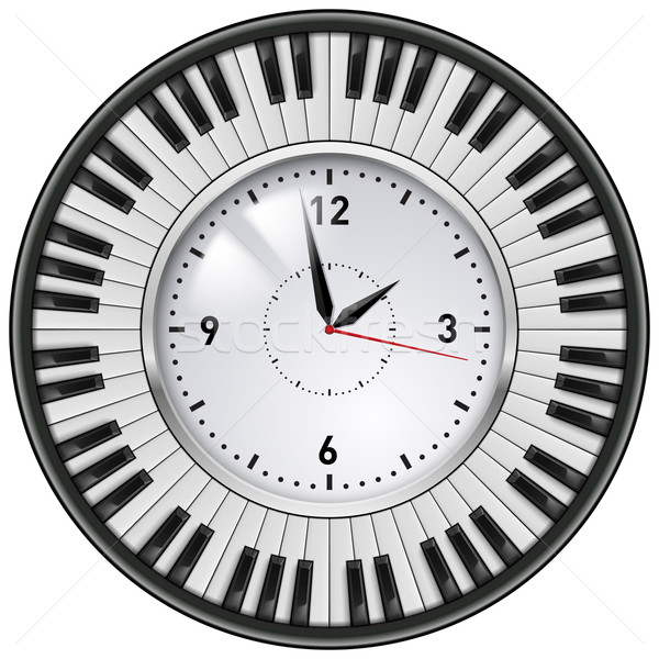 Realistico ufficio clock tasti del pianoforte musicale tastiera Foto d'archivio © dvarg