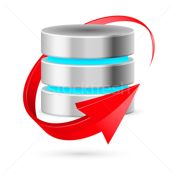 Banco de dados ícone atualizar símbolo vermelho seta Foto stock © dvarg