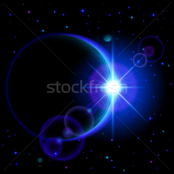 темно планеты вспышка пространстве синий ярко Сток-фото © dvarg